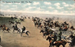 Oklahoma OK Horses Riders Prairie New State 1900s-20s Vintage Postcard