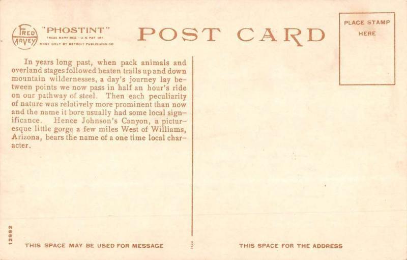 Johnsons Canyon Arizona California Limited Crossing Antique Postcard K54307