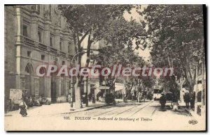 Old Postcard Toulon Boulevard de Strasbourg and Theater