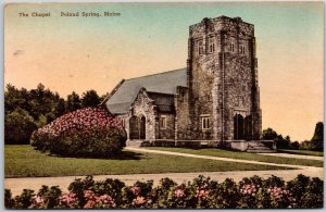 1944 The Chapel Poland Spring Maine ME Hand Colored Landscape Posted Postcard