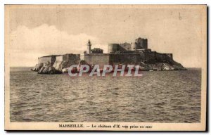 Old Postcard Marseille on Chateau d'If shooting in Sea