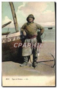Postcard Old Fishing type fisherman