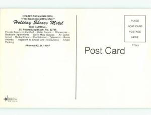 Unused Pre-1980 OLD CARS & HOLIDAY SHORES MOTEL St. Saint Petersburg FL s5583