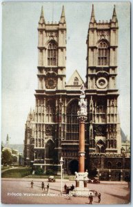 c1920s London, England Westminster Abbey Gothic Towers Clocks Column Cars A360