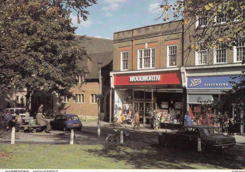 Harpenden High Street Hertfordshire Woolworths Boots The Chemist Postcard