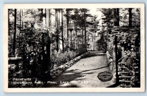 Waupaca Wisconsin WI Postcard RPPC Photo Driveway Whispering Pines Marl Lake