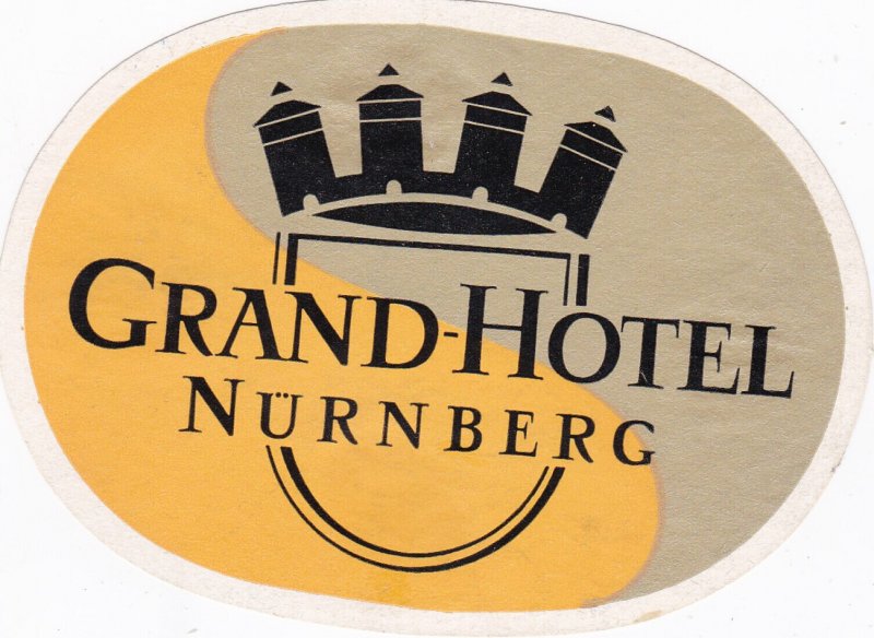 Germany Nuernberg Grand Hotel Yellow Vintage Luggage Label sk2072