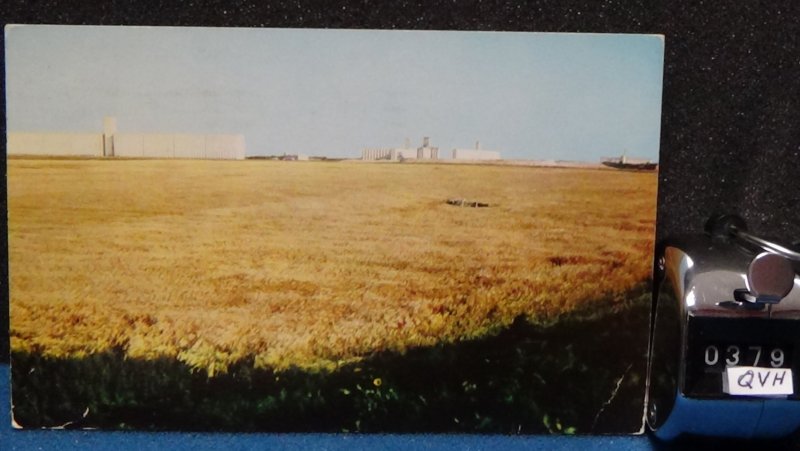 STD Vintage Grain Elevators and Wheat Field Hutchinson Kansas Posted 1956