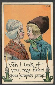 1912 PPC* VINTAGE VALENTINE WHEN I THINK OF YOU MY HEART GOES JUMPETY JUMP