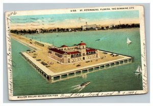 Vintage 1928 Postcard Aerial View Million Dollar Pier St. Petersburg Florida