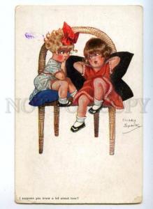 3148593 Girls on Chair w/ Pillow by SPARK vintage PC