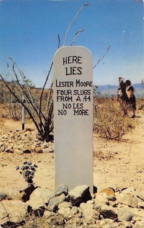 Tombstone Arizona~Boot Hill Graveyard~Grave of Lester Moore~1953 Postcard