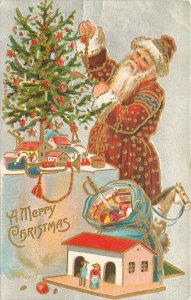 Postcard Merry Christmas Santa Interior 1909 artist impression 23-8839