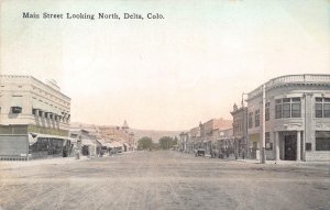 MAIN STREET LOOKING NORTH DELTA COLORAD NATIONAL BANK POSTCARD 1913