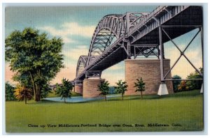 c1940 Close Up View Middletown Portland Bridge Connecticut CT Vintage Postcard