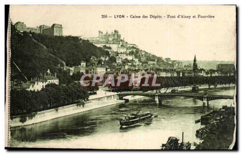 Old Postcard Lyon Deposit Bridge & # 39Ainay and Fourviere