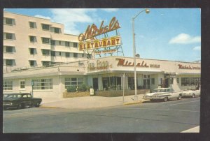 ASBURY PARK NEW JERSEY NJ MICHAL'S RESTAURANT OLD CARS ADVERTISING POSTCARD