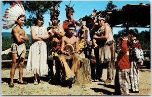 VINTAGE POSTCARD A GROUP OF INDIAN BRAVES AT LAKE GEORGE NEW YORK