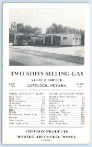 LOVELOCK, Nevada NV ~ Roadside TWO STIFFS SELLING GAS Station c1940s Postcard