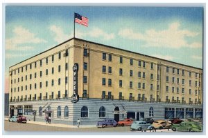 Albuquerque New Mexico NM Postcard El Fidel Hotel Building Exterior c1940's Flag