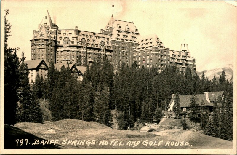 RPPC Banff Springs Hotel and Golf House 1949 Byron Harmon Mostcard