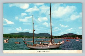 Southwest Harbor, Acadia National Park, Sailboats, Manset Maine Vintage Postcard