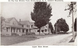 Vintage Postcard Upper Main St. Rip Van Winkle Trail Grand Gorge Catskill Mts.