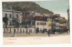 P1868 old gibraltar postcard people village the library