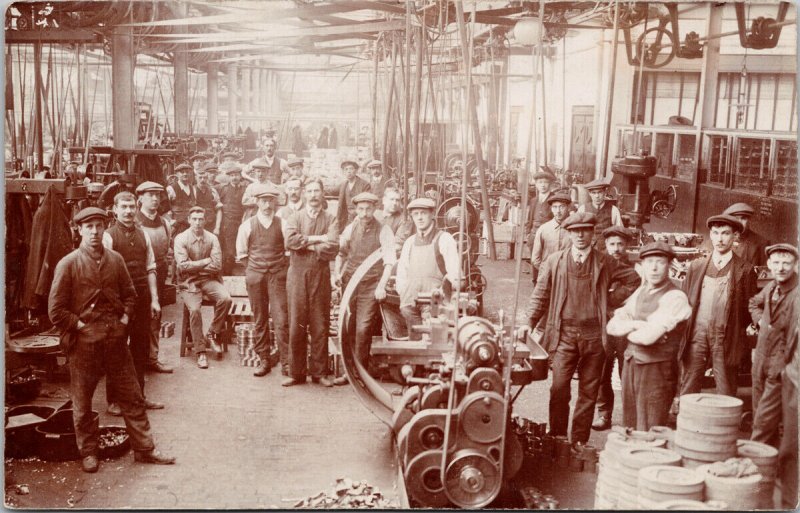 Daimler Motors Production Workers Unknown Loc. LA Stamp Box RPPC Postcard F19