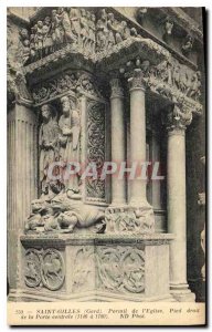 Postcard Old Saint Gilles Gard Church Gate central door right foot