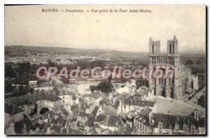 Old Postcard Mantes Panorama Vue Prize De La Tour Saint Maclou