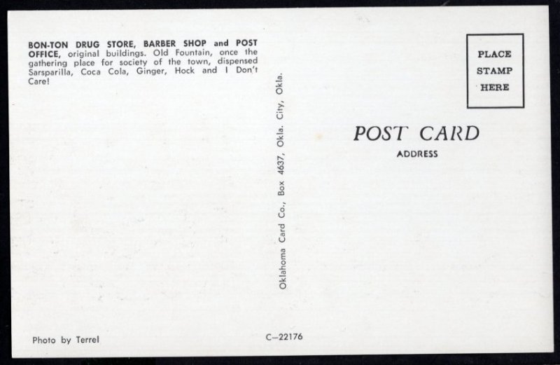 Oklahoma Bon-Ton Drug Store Barber and Post Office original buildings Chrome