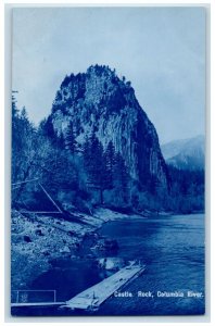 c1910's Cyanotype Castle Rock Columbia River VIew Oregon OR RPPC Photo Postcard