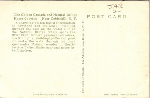 Golden Cascade & Natural Bridge Howe Caverns Interior New York BW Postcard 
