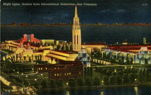 CA - San Francisco, 1939-40. Golden Gate International Exposition. Night Lights