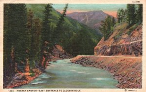 Vintage Postcard 1950 Hoback River Canyon East Entrance To Jackson Hole Wyoming