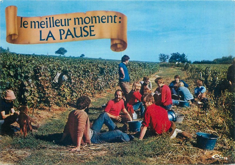 France workers farmers kids dog  Postcard