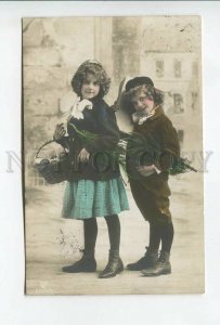 3177346 NEW YEAR Kids w/ Gifts Vintage PHOTO Tinted PC