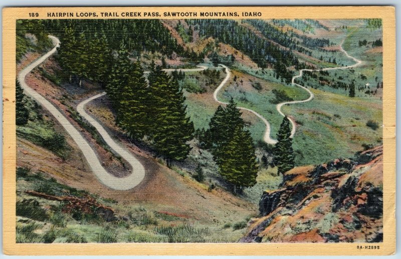 1946 Twin Falls ID Trail Creek Pass Hairpin Loops Switchback Sawtooth Mt PC A250