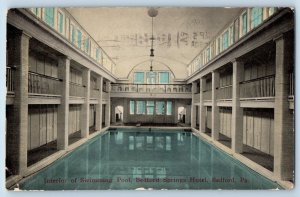 Bedford Pennsylvania PA Postcard Interior Of Swimming Pool Spring Hotel 1923