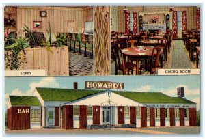 c1940 Howard's Cafe Lincoln Lobby Dining Rock Springs Wyoming Multiview Postcard