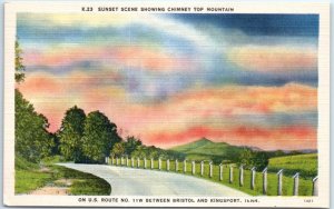 M-93759 Sunset Scene Showing Chimney Top Mountain On US Route No 11W TN