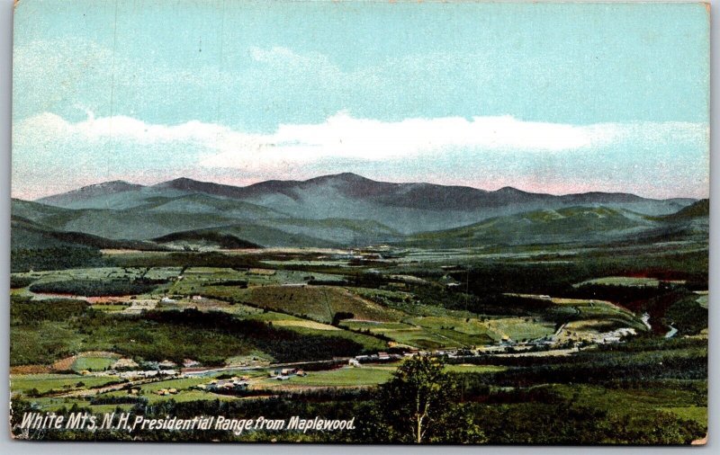 Vtg White Mountains New Hampshire NH Presidential Range From Maplewood Postcard