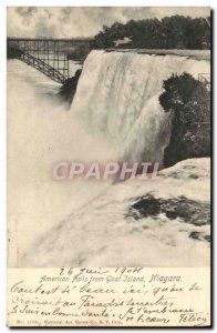 Old Postcard American Falls from Goat Island Niagara