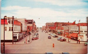 Main Street Moose Jaw SK Churchill Hotel Snow Bird Ice Cream Sign Postcard G26