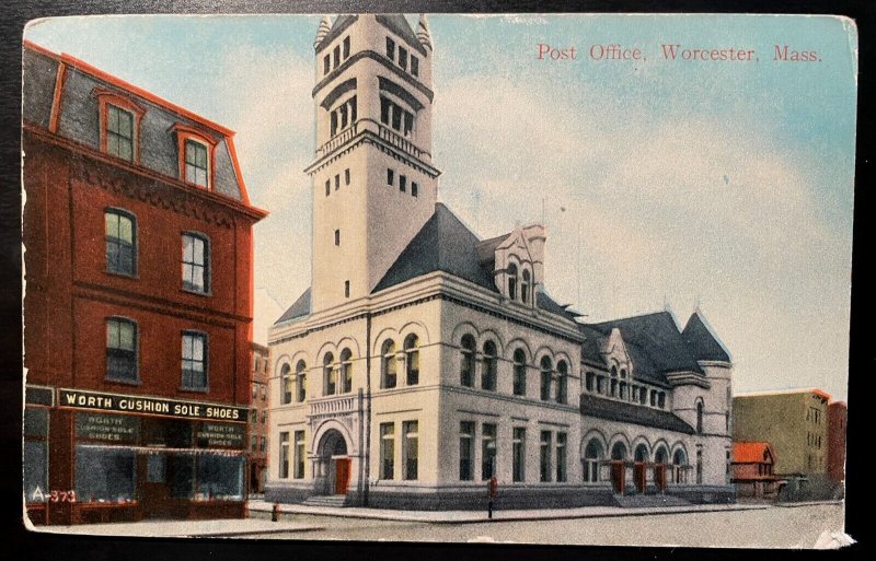 Vintage Postcard 1911 (Old) Post Office, Worcester, Massachusetts (MA)