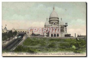 Postcard Old Paris Basilique du Sacre Coeur and Montmartre Funicular