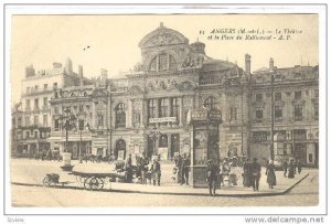 ANGERS, Le Theatre et la Place du Ralliement, horse-drawn carriages, Maine et...