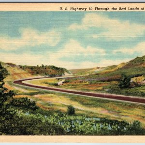 1950 ND North Dakota US Highway Route 10 Badlands Bad Lands Linen Teich N.D A220