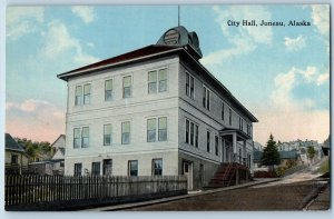 Juneau Alaska AK Postcard City Hall Building Exterior Roadside c1920s Antique